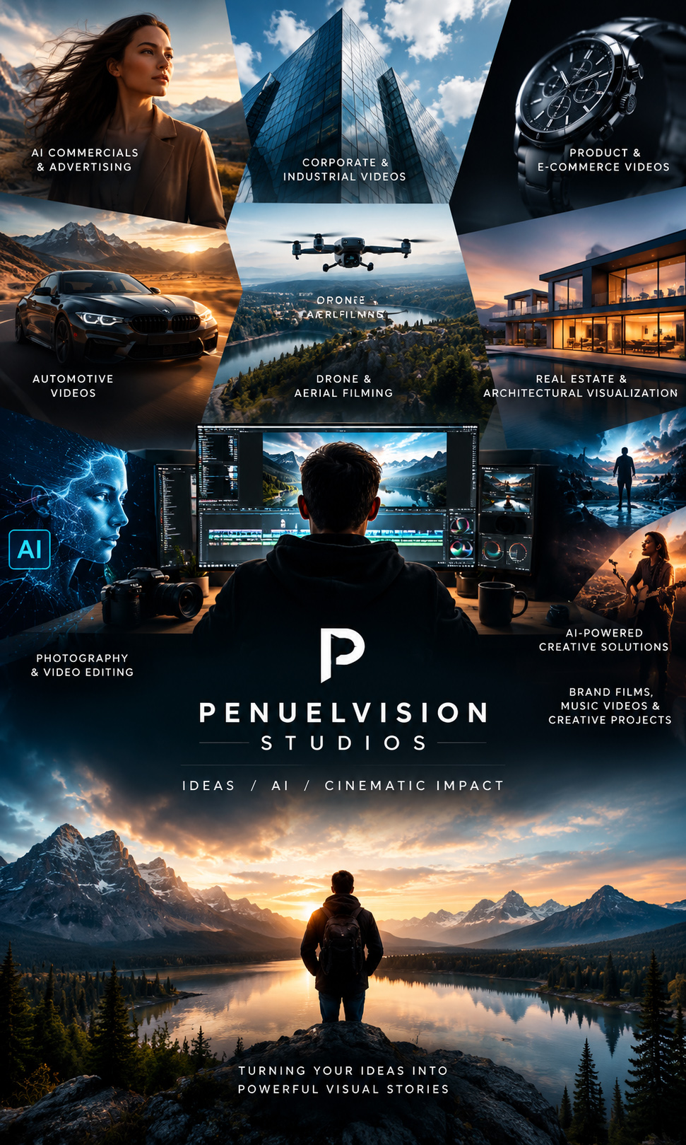 PENUELVISION STUDIOS — AI commercials, corporate and industrial video, product videos, automotive, drone filming, real estate visualization and creative projects